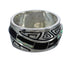 Silver Water Wave Jet And Opal Inlay Ring Size 6-3/4 AX82702
